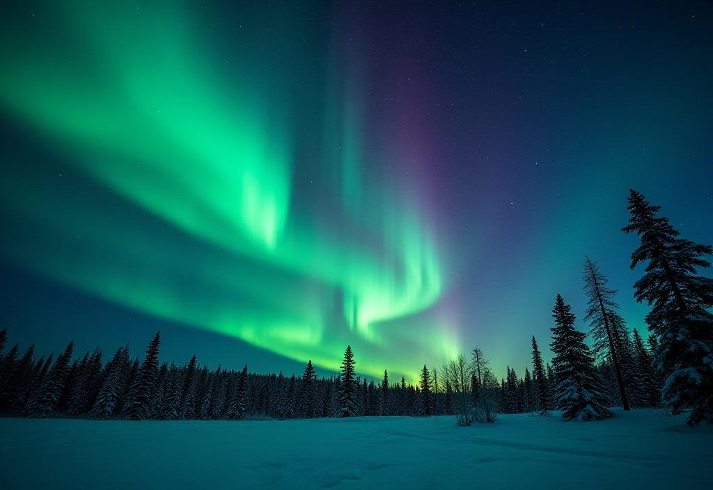 Northern Lights viewing in Canadian winter